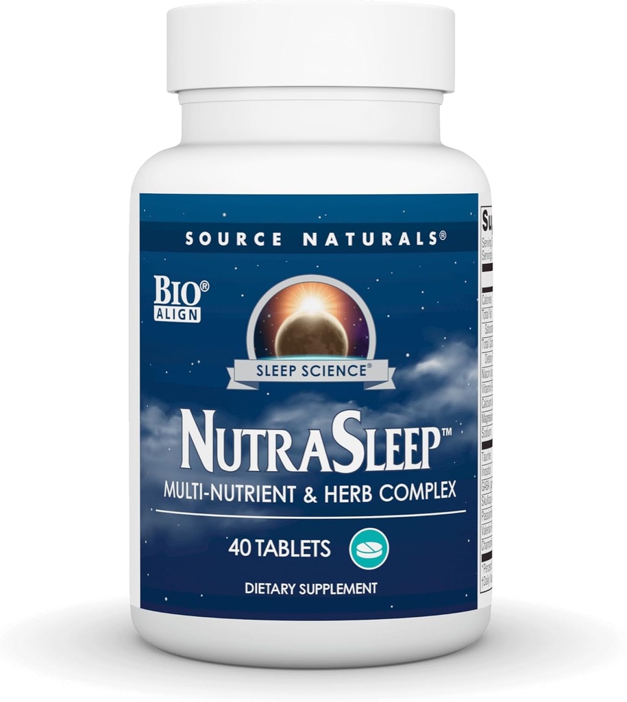 Source Naturals NutraSleep, Melatonin-Free Multi-Nutrient & Herb Complex, Vegetarian Formula for Relaxation Support - 40 Tablets