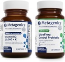 Μεταγονική Βιταμίνη D3 10.000 + K (60 Softgels) & UltraFlora Control Probiotic (30 Services) - Υποστηρίζει την υγεία των οστών και της καρδιάς - Βοηθά υγιή σύνθεση σώματος