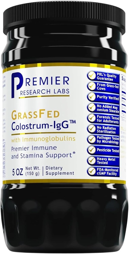 Premier Research Labs Colostrum-IgG Powder - Συμπλήρωμα Colostrum, Κολόστρου Βοοειδών για Ανθρώπους, Κολόστρου Αγελάδων για Ανοσολογική Υγεία, Superfood με Λακτοφερρίνη, Αμινοξέα, Νουκλεοτίδια - 5 oz (150 g)
