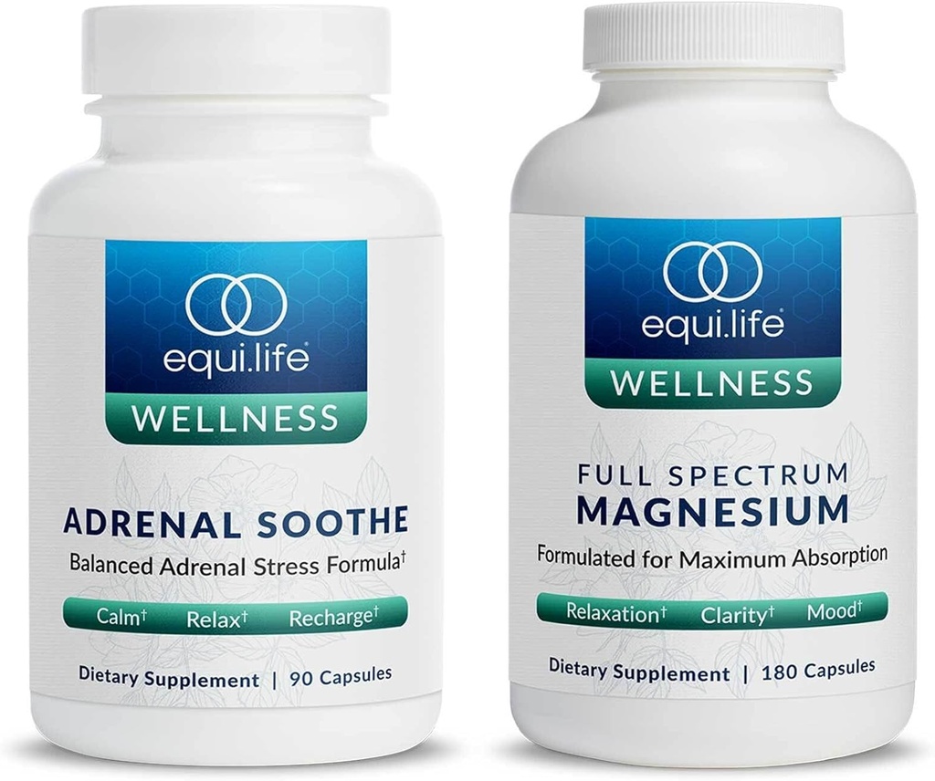Ισοζωία πλήρες φάσμα μαγνήσιο (180 ct.) και Adrenal Soothe (90 caps) Bundle Mood & Energy support συμπλήρωμα, Vegan, μη ΓΤΟ