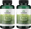 Swanson Premium- Turmeric & Black Pepper - Αντιοξειδωτικό, Digestion & Κοινή Υποστήριξη - 90 Veg Caps (2 Pack)