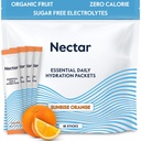 Πακέτα Ενυδάτωσης Nectar - Packets σκόνης ηλεκτρολυτών - Χωρίς Ζάχαρη ή θερμίδες - Βιολογικά Υγρά Φρούτων Καθημερινά IV Ηλεκτρολύτες Σκόνη για Αφυδάτωση Ανακούφιση και Ταχεία ενυδάτωση (Orange 18 Pack)