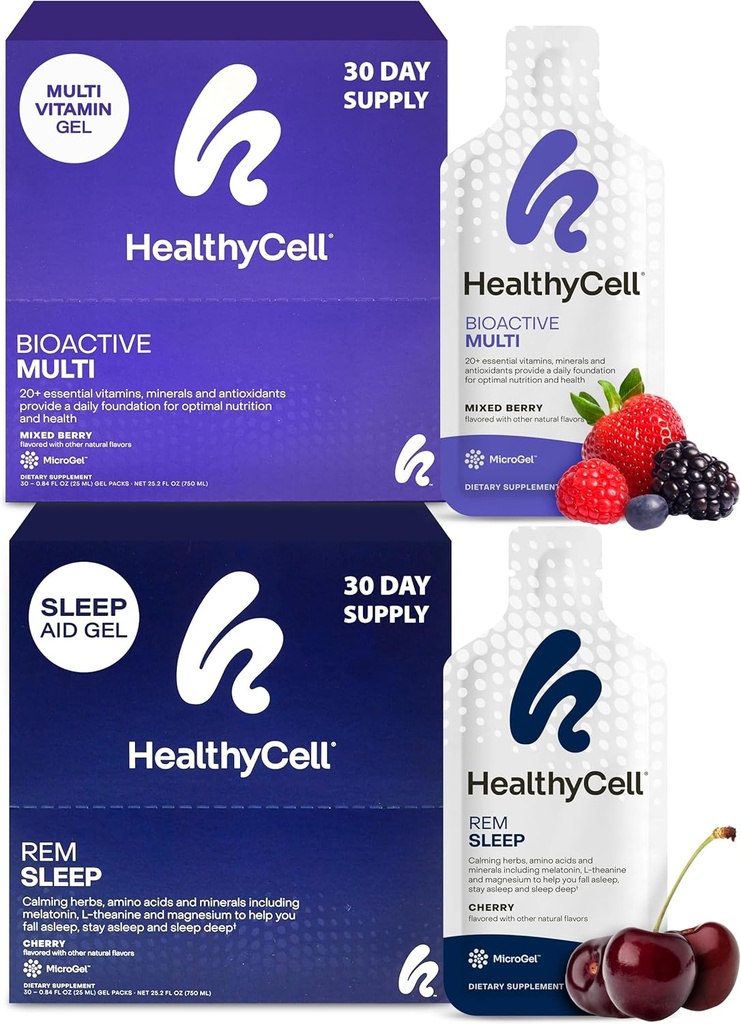 Healthycell REM Sleep Aid Supplement + Bioactive Multivitamin for Women & Men Bundle