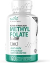 Σύντηξη της φύσης Nutri 5-MTHF L Methylfolate 1MG - 4 Μήνες προσφοράς, 120 Vegan Tablets - μεθυλιωμένο συμπλήρωμα φολικό - Γνωστική λειτουργία, υγεία της καρδιάς, προγεννητική υποστήριξη - μεθυλιωμένο φολικό οξύ