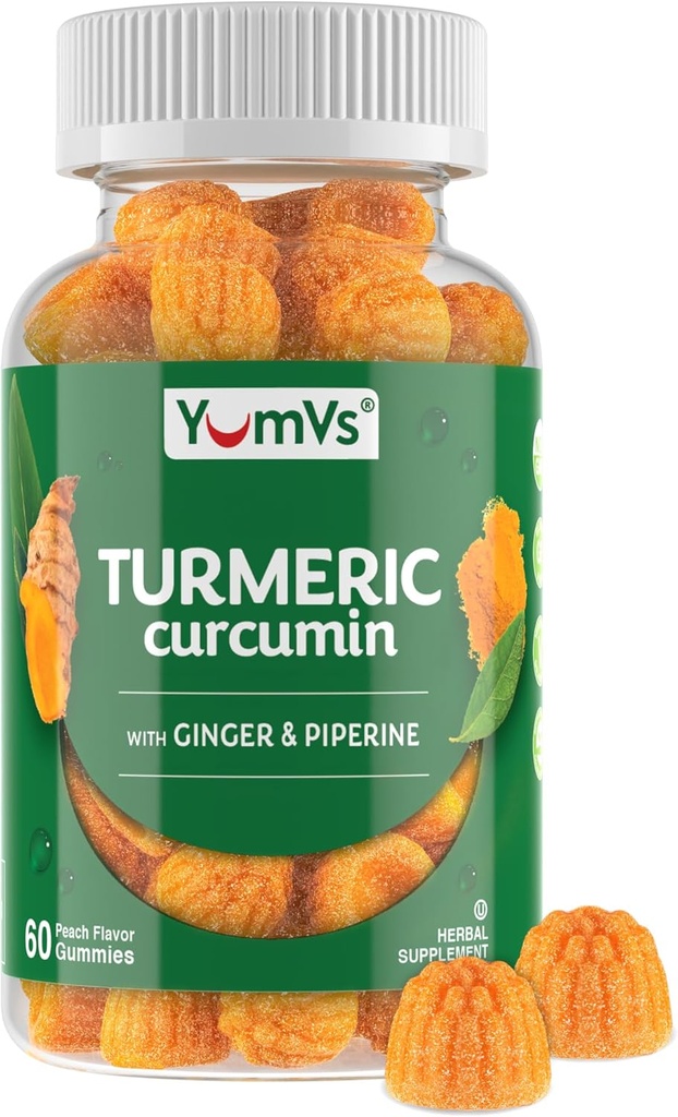 Κουρκουμίνη Turmeric Gummies – Extra Strength 2000mg 8:1 Extract Turmeric Supplement Gummies with Black Pepper & Ginger – Vegan Non-GMO Κοινή Υποστήριξη Μασώμενα – Ροδάκινο Γεύση, 60 Count