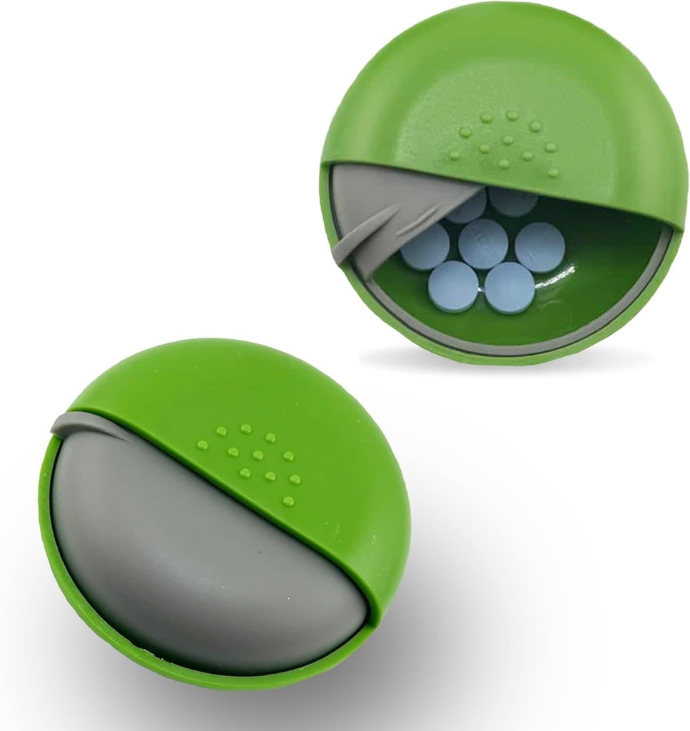 Round Travel Pill Organizer - Φορητό Μικρό Κουτί Χάπια για Αγορές - Compact, Leak-Proof Medicine Container για Χάπια, Βιταμίνες, Fish Oil, Συμπληρώματα - BPA-Free, Durable Design, 2.75" ιντσών Πράσινο