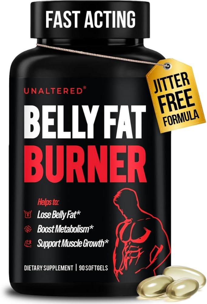 UNALTERED Belly Fat Burner για τους άνδρες - Φυσικό βάρος χάπια απώλειας για την υποστήριξη Μειωμένη λίπος σώματος, τη διατήρηση της μυϊκής μάζας Lean, και ένα υγιεινό μεταβολισμό - συμπλήρωμα διατροφής CLA - 90 κάψουλες Softgel