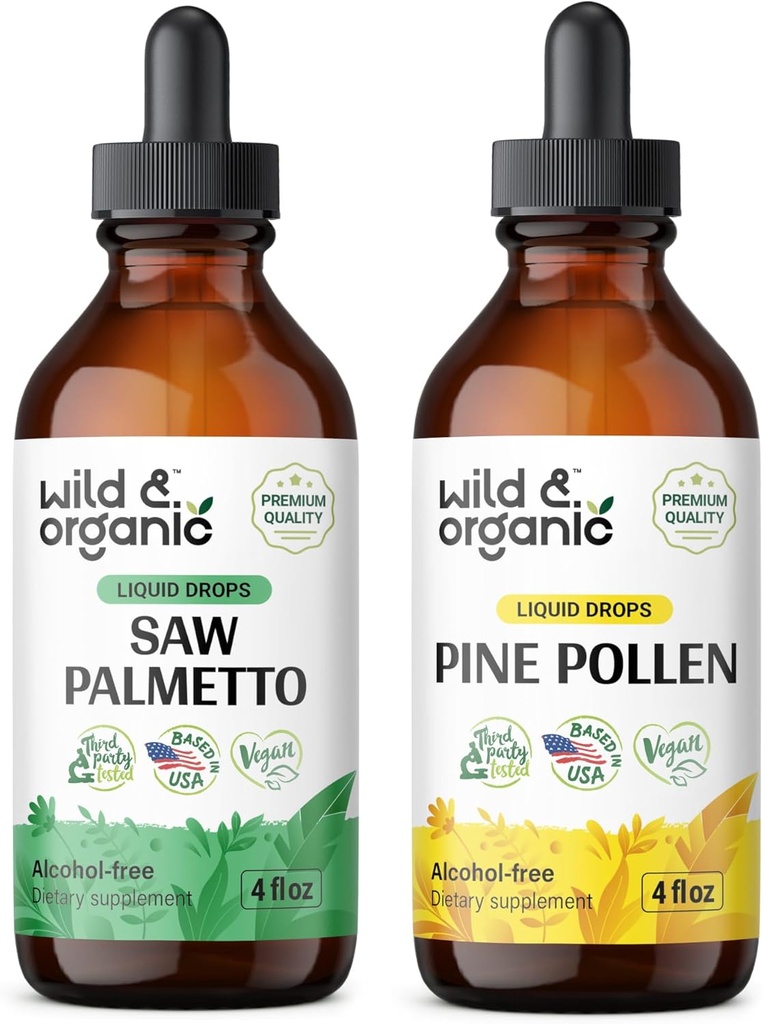 Άγρια & οργανικά πριόνι Palmetto Βάμμα 4 fl oz & Pine Pollen Βάμμα 4 fl oz