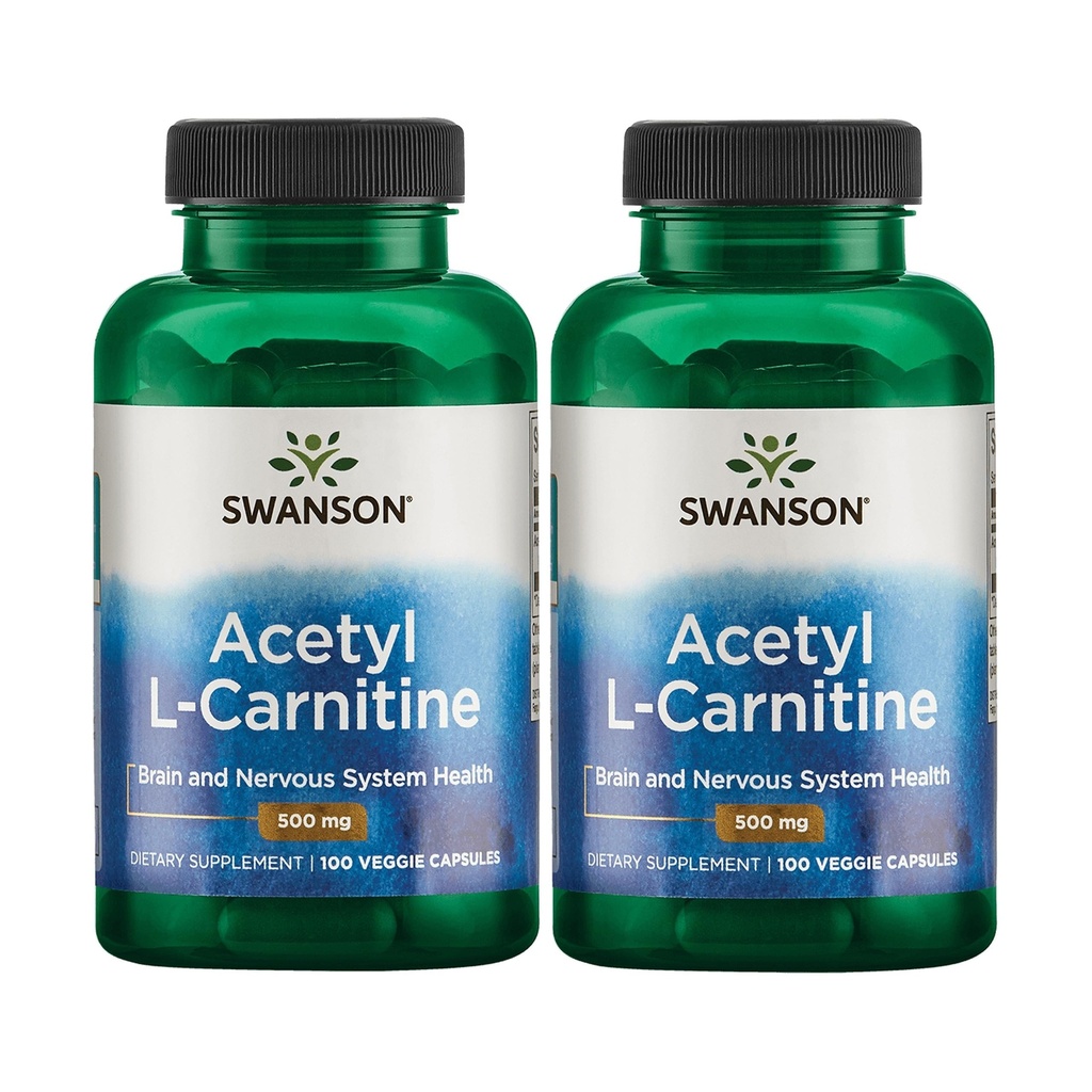 Swanson Acetyl-L-Carnitine - Amino Acid συμπλήρωμα Προώθηση Γνωστική Υγεία & Μυϊκή Υποστήριξη - Φυσική Φόρμουλα Μπορεί να προωθήσει την υγεία του νευρικού συστήματος - (100 κάψουλες λαχανικών) (2 Pack)