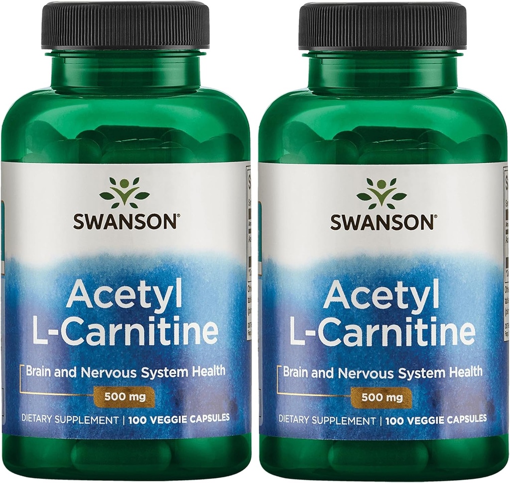 Swanson Acetyl-L-Carnitine - Amino Acid Supplement Promoting Cognitive Health & Muscle Support - Natural Formula May Promote Nervous System Health - (100 Veggie Capsules) (2 Pack)