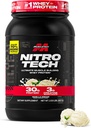 Muscletech Whey Protein Powder (Vanilla Cream, 2,2 Λίρες) - Nitro-Tech Ultimate Muscle Building Formula με Whey Protein Isolate - 30g πρωτεΐνης, 3g Creatine & 6,8g BCAA - Συσκευασία Μαΐου Vary