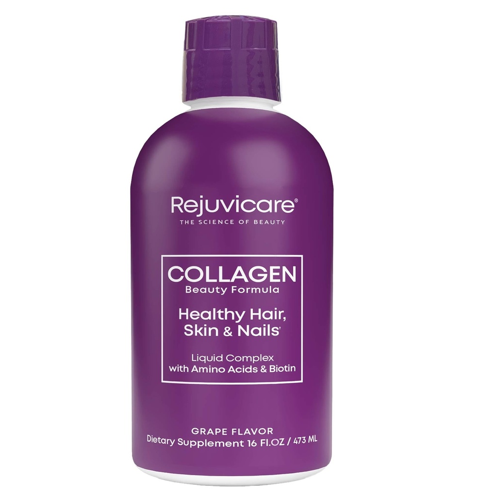 Rejuvicare Liquid Collagen Beauty Formula with Amino Acids, Protein and Biotin, Delicious Grape Flavor, Purple 16 oz ,32 servings