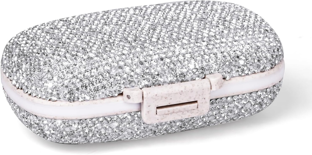 1Pack Travel Pill Organizer, 8 διαμερίσματα Φορητή θήκη χάπι, μικρό κουτί χάπι για Pocket Purse Φορητή ιατρική Βιταμίνη Container (Sparkling Silver)