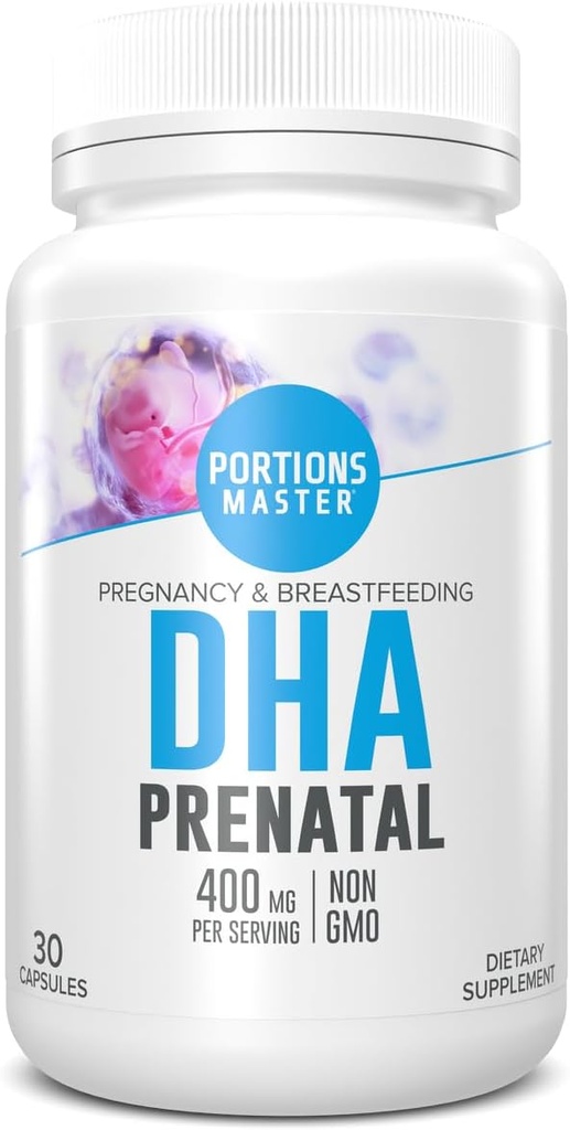 Μερίδες Master DHA Προγεννητική, νεογνική Omega-3 συμπλήρωμα με 300 mg DHA, Υποστηρίζει ανάπτυξη εμβρυϊκού εγκεφάλου & ματιών, Εγκυμοσύνη & Θηλασμός Διατροφή, μη ΓΤΟ, Χωρίς γλουτένη (30 Softgels)