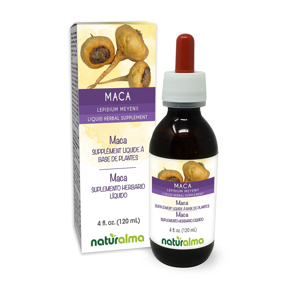Naturalma Maca ή Περουβιανό Ginseng (Lepidium meyenii ή L. peruvianum) Ρίζα Αλκοόλ-ελεύθερο Βάμμα - 4 fl oz Liquid Extract in Drops - φυτικό συμπλήρωμα - Vegan