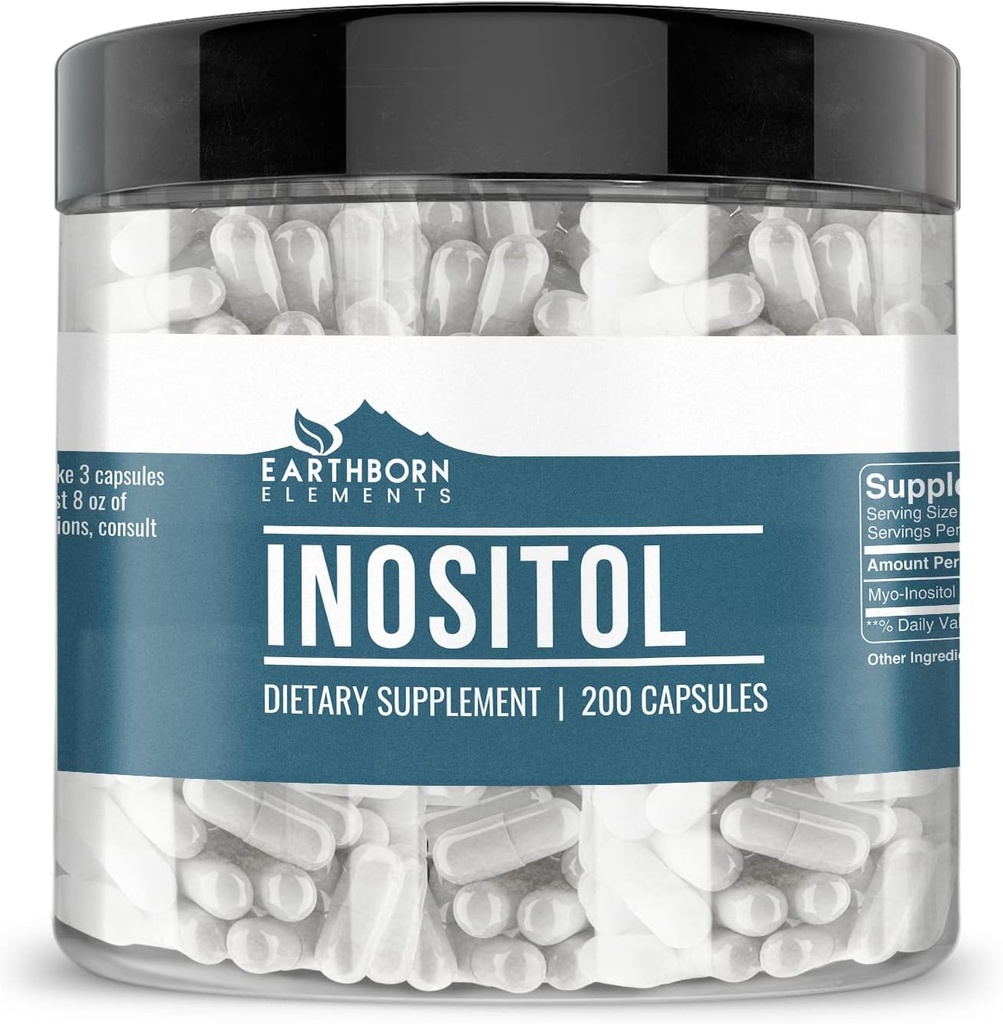 Earthborn Elements Inositol 200 Κάψουλες, Καθαρές & Αδιαλυτές, Χωρίς Πρόσθετα