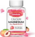 Χωρίς ζάχαρη Ασβέστιο Κιτρικό Gummies, Ασβέστιο Μαγνήσιο Gummies με βιταμίνη D3 & K2 για τα οστά μυών και αρθρώσεων, Ροδάκινο Γεύση - 60 Ct