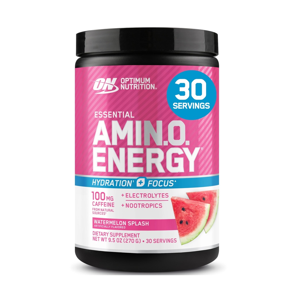 Optimum Nutrition Amino Energy Powder Plus Focus, με BCAA, ηλεκτρολύτες, και καφεΐνη, Watermelon, 30 υπηρεσίες (Packaging May Vary)