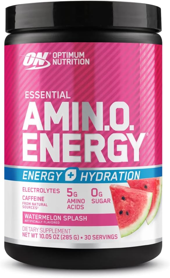Optimum Nutrition Amino Energy Powder Plus Focus, with BCAA, Electrolytes, and Caffeine, Watermelon, 30 Servings (Packaging May Vary)