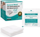General Medi Sterile Gauze Sponges, 4" x 4" Μη-Woven Pound Pads - Ατομικά τυλιγμένα Πολύ Απορροφητικά Σφουγγάρια Pads για Υπομασιακές Μικρές Πληγές, Κόψεις & Καψίματα Φροντίδα Τραυμάτων (60 Πακέτα, 120 Κομμάτια Σύνολο)