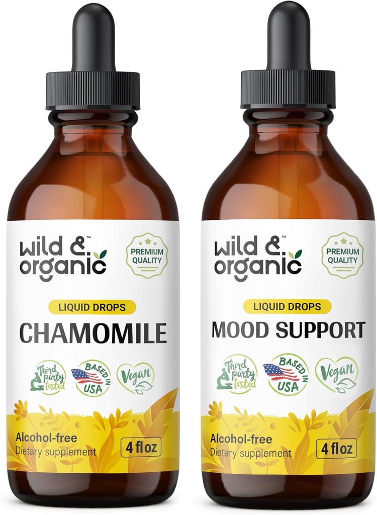 Άγρια & οργανικά χαμομήλι Βάμμα 4 fl oz & Mood Υποστήριξη Βάμμα 4 fl oz