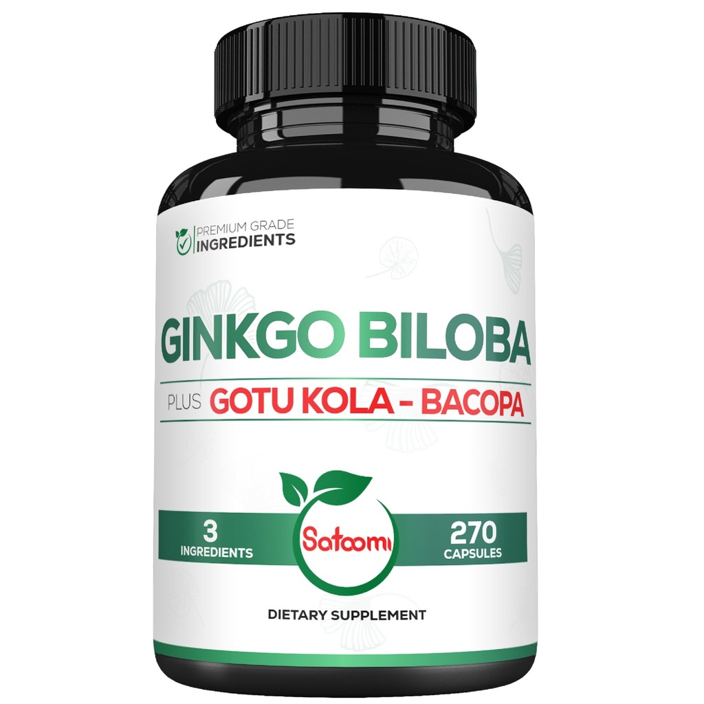 1520mg Ginkgo Biloba Συμπληρώματα με Gotu Kola Leaf, Bacopa Monnieri - 270 κάψουλες - Επιπλέον υποστήριξη δύναμη για την υγεία του εγκεφάλου, λειτουργία μνήμης, εστίαση & ποιότητα όρασης - 3 μήνες προσφοράς