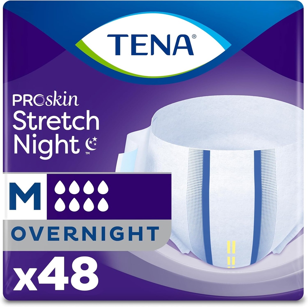 TENA Overnight Stretch Adult Diaper για άνδρες και γυναίκες, Medium, 48 κόμης, συσκευασία μπορεί να Vary