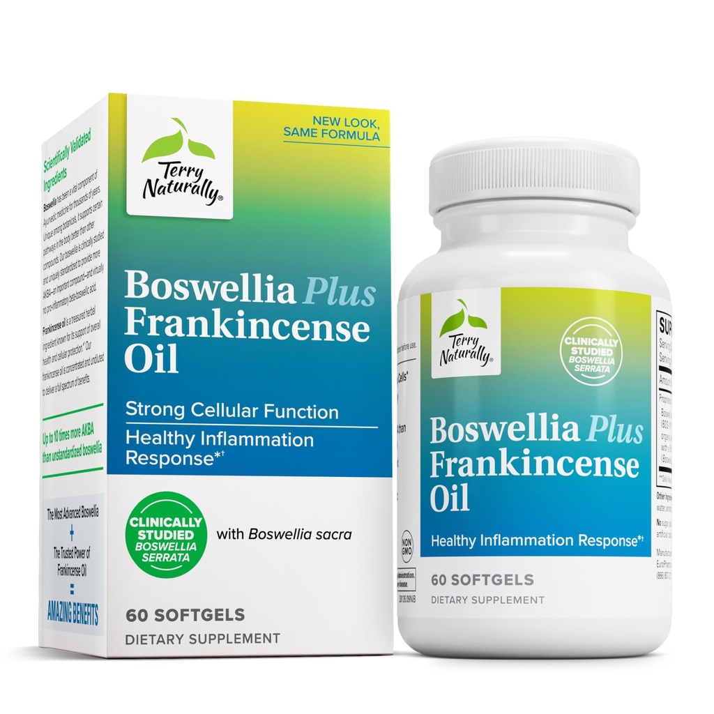 Terry Φυσικά Boswellia Plus λάδι Frankincense - Κοινό συμπλήρωμα στήριξης για την υποστήριξη της κινητικότητας & κοινής άνεσης - Υποστήριξη Κυτταρική υγεία με Boswellia & λάδι Frankincense - 60 Softgels