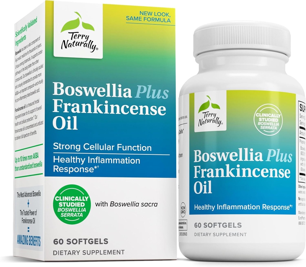 Terry Φυσικά Boswellia Plus λάδι Frankincense - Κοινό συμπλήρωμα στήριξης για την υποστήριξη της κινητικότητας & κοινής άνεσης - Υποστήριξη Κυτταρική υγεία με Boswellia & λάδι Frankincense - 60 Softgels
