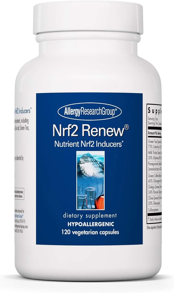 Ομάδα Έρευνας Αλλεργίας Nrf2 Renew Supplement - Ενεργοποίηση Nrf2, Καθαρό Sulforafane, Φυσικό εκχύλισμα πράσινου τσαγιού, Βιολογικές κάψουλες χορτοφαγικών - 120 Count