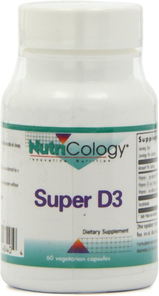 Nutricology Super D3 Συμπλήρωμα διατροφής - Οστική & ανοσοποιητική υποστήριξη, Cholecalciferol με C & E, κάψουλες χορτοφάγων, χωρίς γλουτένη - 60 Count