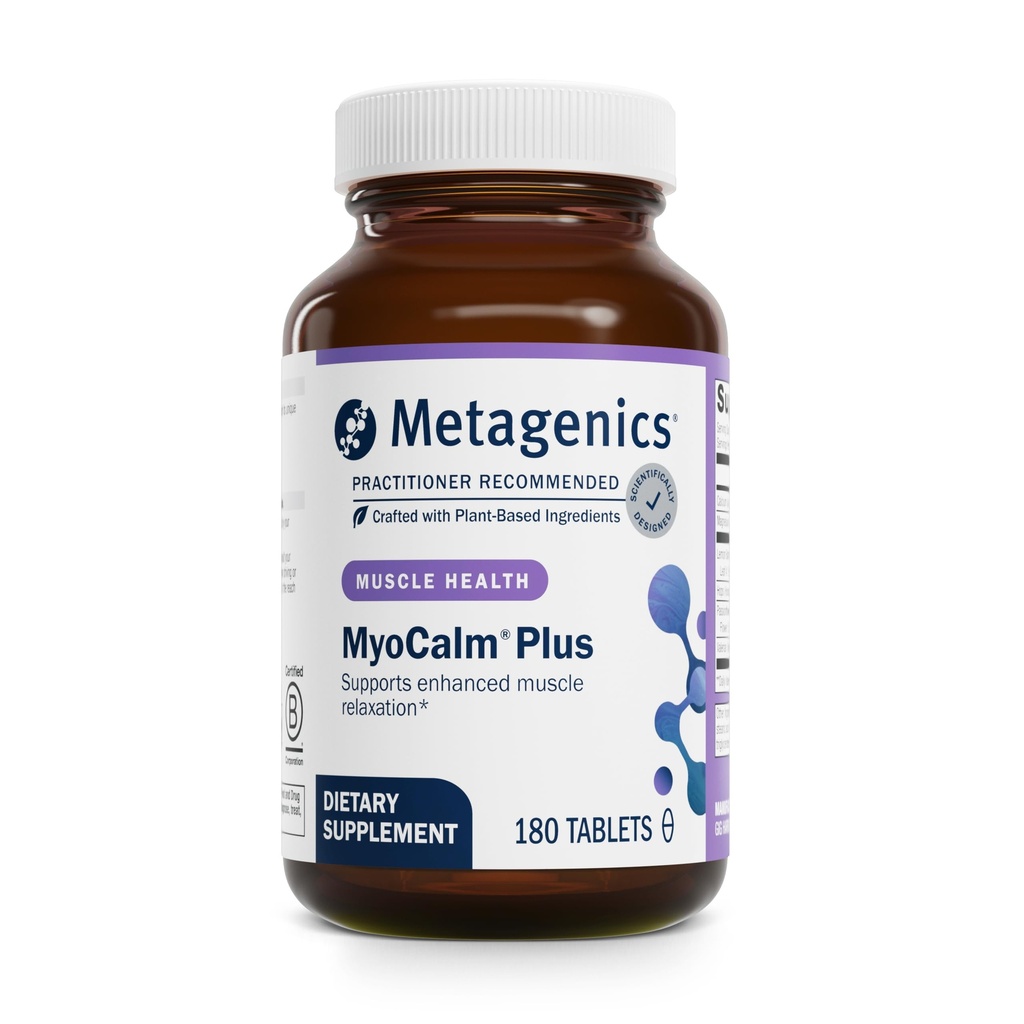 Μεταγονική MyoCalm Plus - Μυϊκή Χαλάρωση & Υποστήριξη Στρες με Παθιανθόφυλλο, Βαλεριάνα, Κάλτσα Λεμονιού, Μαγνήσιο & Ασβέστιο - Υποστηρίζει την Ποιότητα Ύπνου - Μη ΓΤΟ, Χωρίς Γλουτένη, Χορτοφαγικά - 180 Tablets