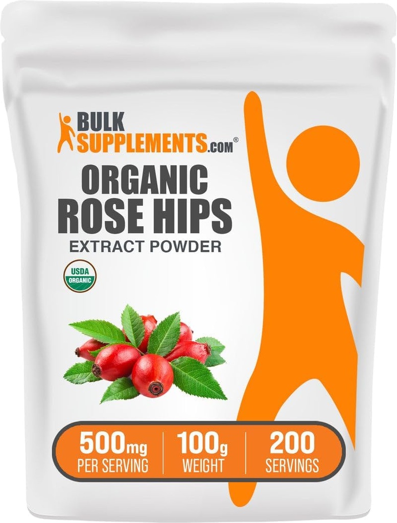 BulkSupplements.com Βιολογική σκόνη εκχύλισμα Rosehip - συμπλήρωμα HIPS τριαντάφυλλο, Rosehip σκόνη - συμπλήρωμα βοτάνων, Αντιοξειδωτικά Πηγή - Χωρίς γλουτένη, 500mg ανά υπηρεσία, 100g (3.5 oz) (πακέτο του 1)