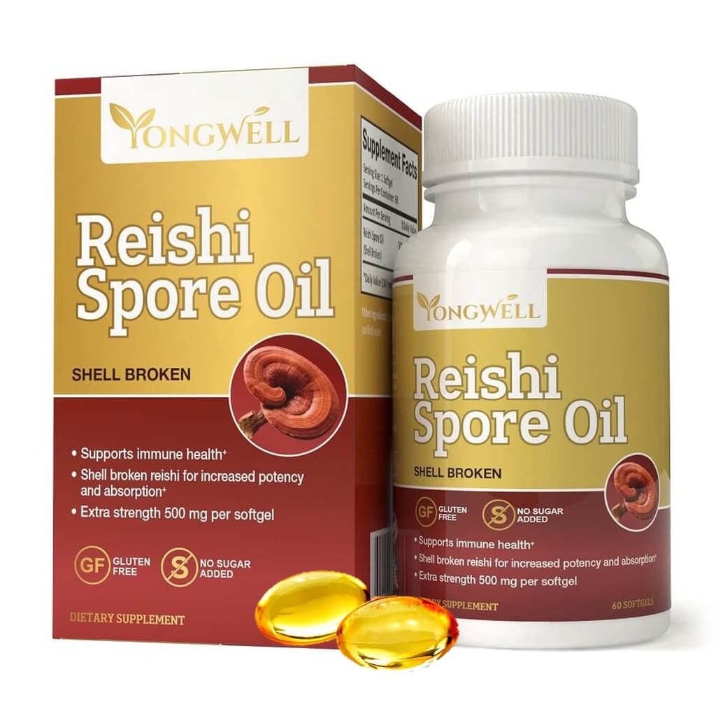 Reishi Spore Oil Shell σπασμένο επιπλέον δύναμη 500mg (60 Softgels)