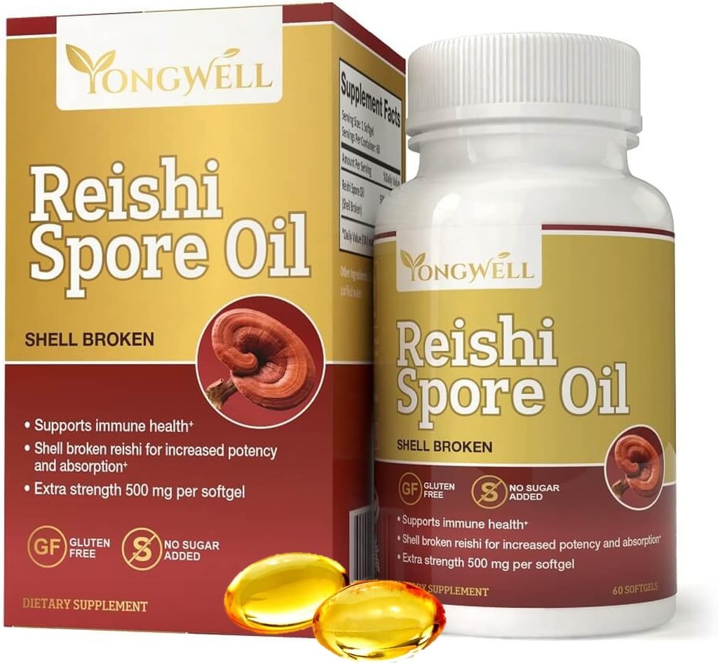 Reishi Spore Oil Shell Broken Extra Strength 500mg (60 Softgels)