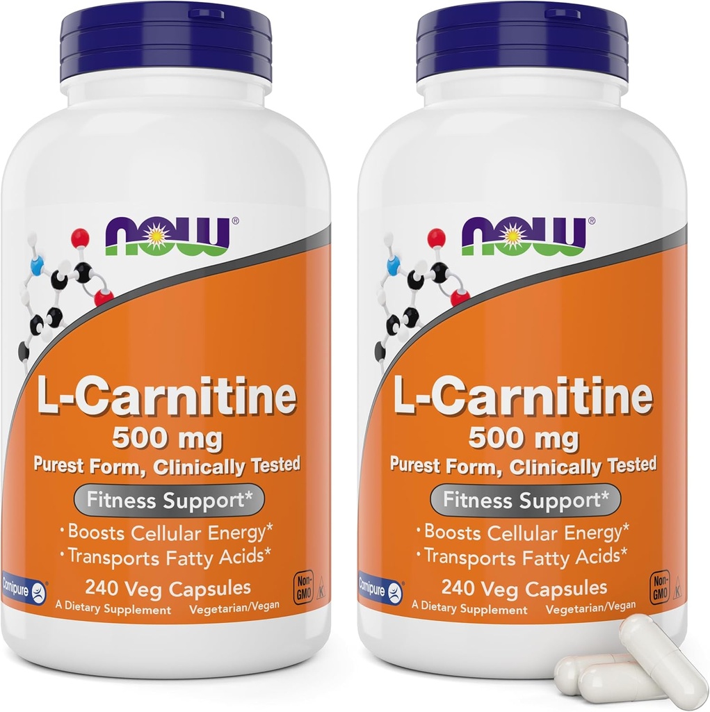 NOW Τρόφιμα L-Καρνιτίνη 500 mg, 240 Veg Caps (πακέτο του 2)