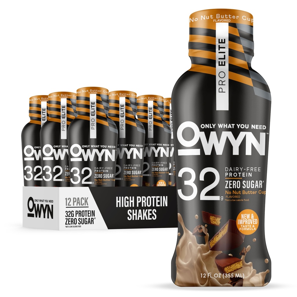 OWYN μόνο ό, τι χρειάζεστε υπέρ Elite Vegan φυτά με βάση υψηλής πρωτεΐνης Keto Shake, χωρίς Butter Cup, Zero Ζάχαρη, 32g πρωτεΐνη, Omega-3, Πρεβιοτικά, Superfoods Πράσινα για την προπόνηση και την ανάκτηση, 0g Net Carbs