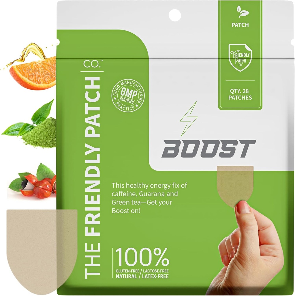 The Friendly Patch Boost Energy Patch - 28 Day Supply - Ενέργεια & Focus Patches, καφεΐνη, Guarana - Καθαρότητα & Ενέργεια - Plant-Powered, Focus - Wellness Patches