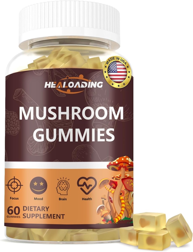 Mushroom Gummies: 10 Λειτουργικά Μανιτάρια σε ένα - Lion's Mane, Reishi, chagaCordyceps & More - Φυσική εστίαση & υποστήριξη ενέργειας- Vegan, μη GMO-60 Gummies