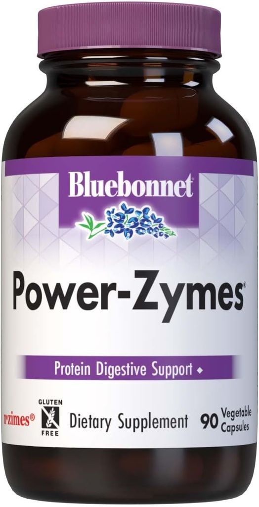 Bluebonnet Nutrition Power-Zymes, Protein Digestive Support*, χωρίς σόγια, χωρίς γλουτένη, χωρίς γαλακτοκομικά, 90 κάψουλες λαχανικών, 90 σερβιρίσματα