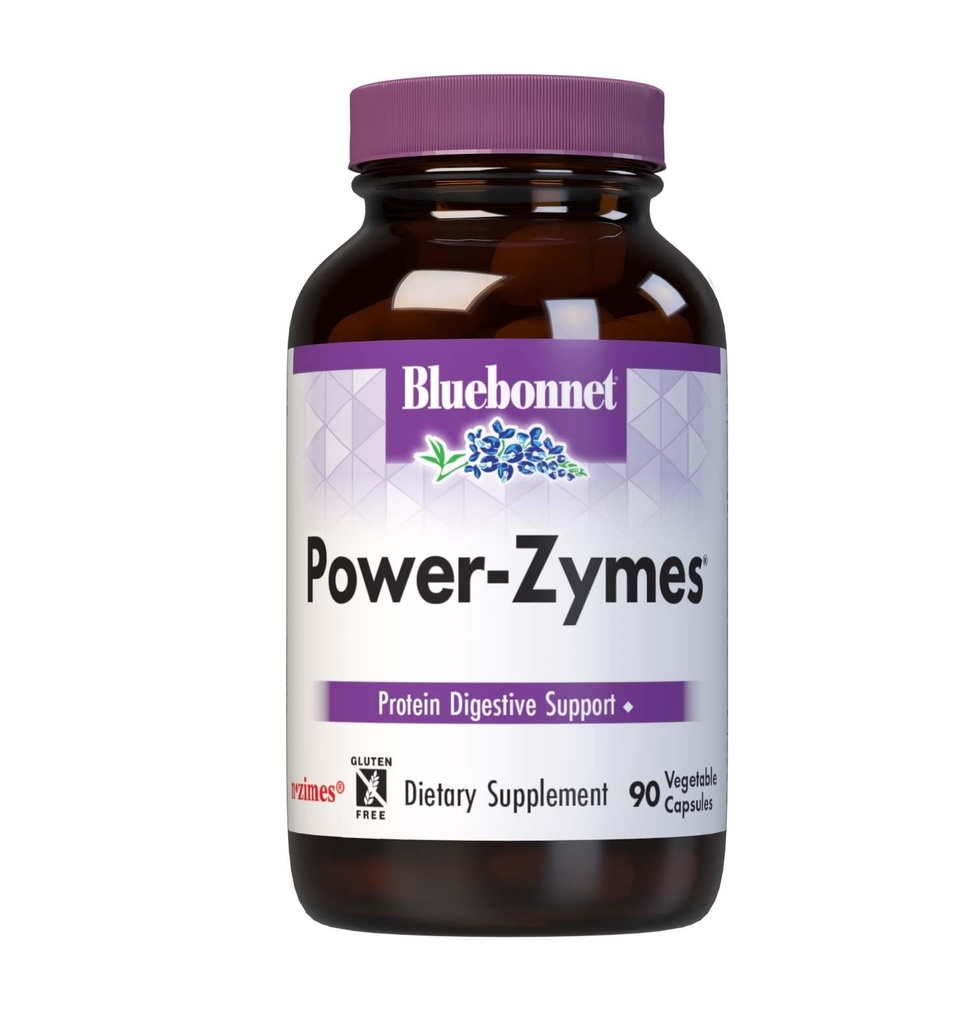 Bluebonnet Nutrition Power-Zymes, Protein Digestive Support*, χωρίς σόγια, χωρίς γλουτένη, χωρίς γαλακτοκομικά, 90 κάψουλες λαχανικών, 90 σερβιρίσματα