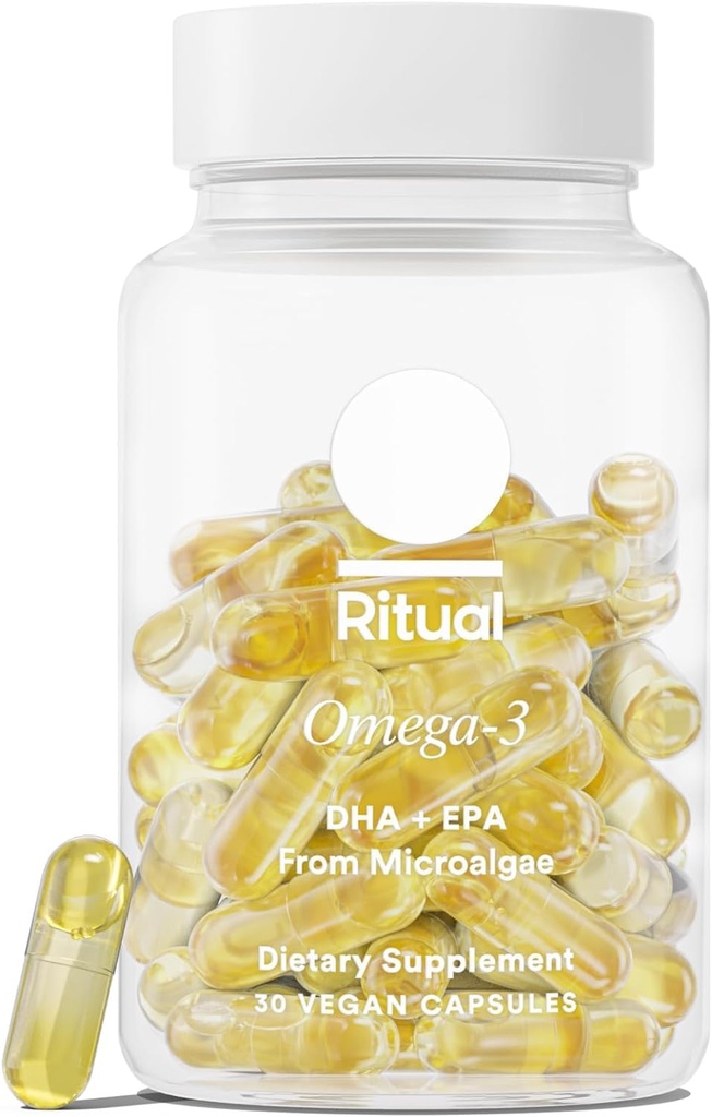 Ritual Vegan Omega 3 Supplement - Science-Backed Dose of DHA and EPA - Bioavailable Omega-3 from Algae Oil - Brain, Heart, and Eye Health Support** - Citrus - 30 Capsules - 30 Servings