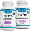 EuroMedica BosPro - Boswellia Serrata Extract Supplement - Συμπλήρωμα διατροφής για υγιή πνεύμονα - Φόρμουλα συμπλήρωμα βοτάνων - 60 Softgels, 2 Pack (120 Softgels)