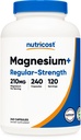 Nutricost Μαγνήσιο+ Τακτική Δύναμη (210mg, 240 κάψουλες) - 120 Σερβιέτες, Φτιαγμένα με Γλυκινικό μαγνήσιο και Οξείδιο, Μη ΓΤΟ, Χωρίς Γλουτένη και Φιλικά με Βέγκαν
