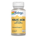 SOLARAY Folic Acid - Βιταμίνη Β9 Follic Acid Supplement, Προγεννητική Βιταμίνη - Υποστήριξη ανάπτυξης κυττάρων αίματος - Vegan, Εργαστήριο Επαληθευμένο, 60-Ημέρες Εγγύηση - 100 Μερίδες, 100 VegCaps