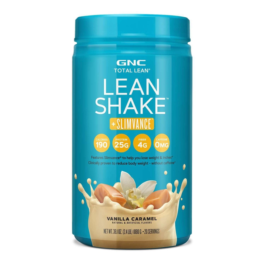 GNC Σύνολο Lean Shake + Slimvance, χωρίς καφεΐνη σκόνη πρωτεΐνης, βοηθά στη μείωση του σωματικού βάρους, Vanilla Caramel, 20 υπηρεσίες