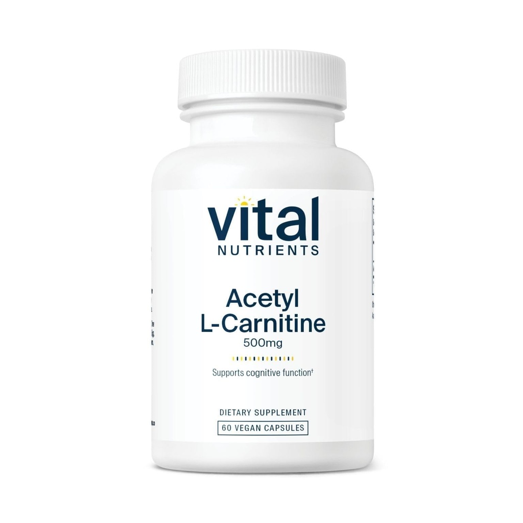 Vital Nutrients Acetyl L-Carnitine 500mg - Brain, Memory, and Cognitive Support Supplement* - Vegan - Gluten, Dairy, Soy Free - Non-GMO - 60 Capsules