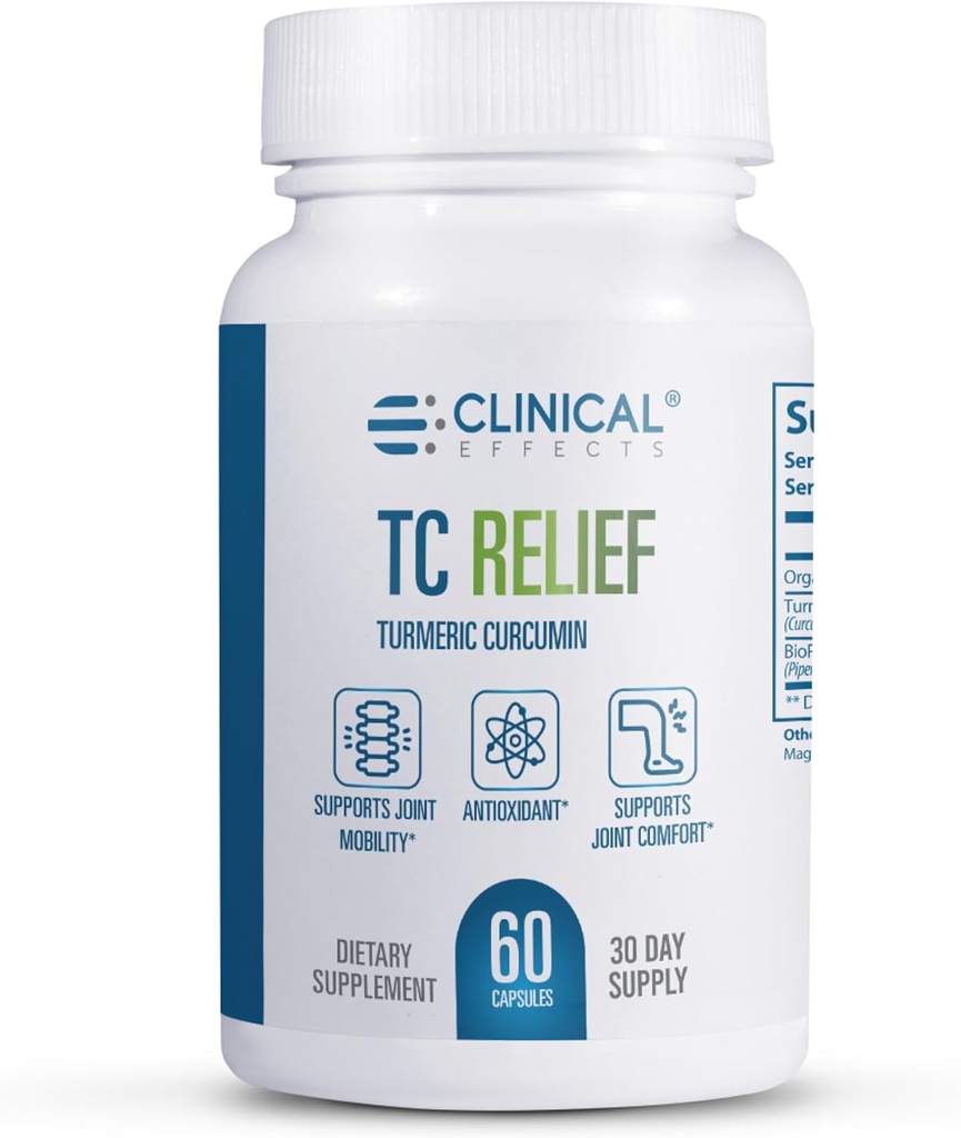 Clinical Effects TC Relief - Turmeric Curcumin με Bioperine Black Pepper - Κοινό συμπλήρωμα για άνεση και κινητικότητα - 60 κάψουλες