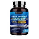 Krill Oil 1200 mg Omega 3 συμπλήρωμα, Krill Oil Omega 3 με υψηλή απορρόφηση EPA, DHA, Ασταξανθίνη & φωσφολιπίδια, υποστηρίζει την καρδιά & κοινή υγεία, δεν ψαρική επίγευση - 120 Softgels (60 εξυπηρετούν)