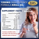 Krill Oil 1200 mg Omega 3 συμπλήρωμα, Krill Oil Omega 3 με υψηλή απορρόφηση EPA, DHA, Ασταξανθίνη & φωσφολιπίδια, υποστηρίζει την καρδιά & κοινή υγεία, δεν ψαρική επίγευση - 120 Softgels (60 εξυπηρετούν)